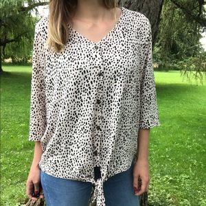 Button Down Animal Print Top